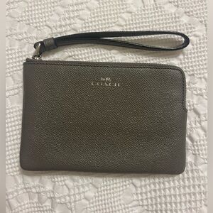 Coach Charcoal Leather Wristlet